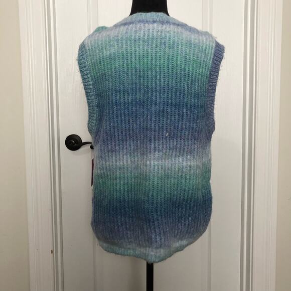 Riley & Rae Women's Tie-Dye V-Neck‎ Sweater Vest Knit Blue Size XL NWT - Picture 4 of 8
